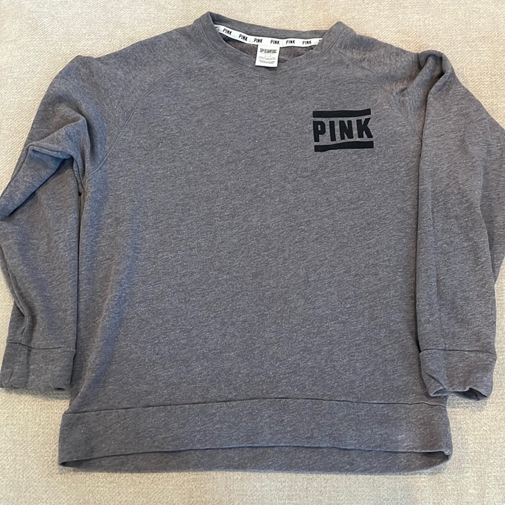 Gray Crew Neck Logo Sweater